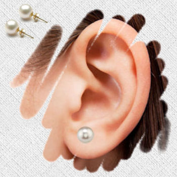 thumbnail image 2 of Stainless Steel Gold Stud Earrings With White Acrylic Pearl Beads – A166, Hypoallergenic, Fashion Beaded Style 2 of 6