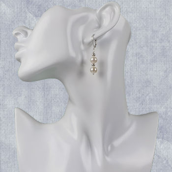 drop earrings with 8mm white round pearls