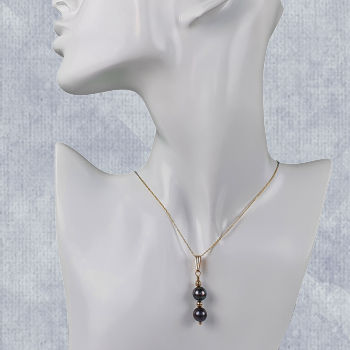 Two black 8mm pearl pendant