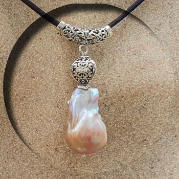 baroque pearl pendant with Bali silver fittings