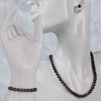 black pearl set of 6-7mm black pearls