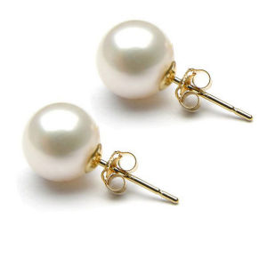 white pearl stud earrings